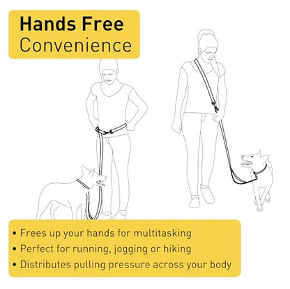 Hands Free Dog Leash - Waist or Shoulder Leash for Walking and Hiking with Medium and Large Dogs, Adjustable 4 to 6 FT Outdoor Bungee Lead with Traffic Handle by Nuvuq (18-120 lbs, Black) - color: Black Pepper