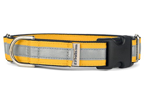 If It Barks 1" Reflective Martingale Collar with Quick Snap Buckle for Dogs, Adjustable, Made in USA,Small, Yellow Gold - color: Yellow Gold, size: Small w/Buckle