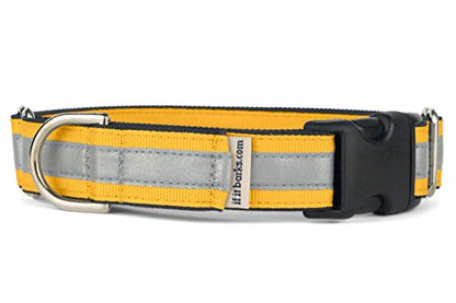 If It Barks 1" Reflective Martingale Collar with Quick Snap Buckle for Dogs, Adjustable, Made in USA,Small, Yellow Gold - color: Yellow Gold, size: Small w/Buckle