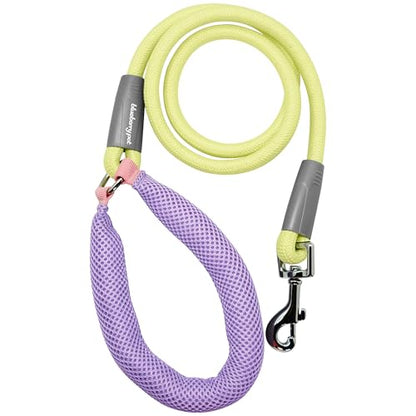 Blueberry Pet Dog Leash - Vibrant Mesh Puffer Handle, 4ft Rope Dog Leash in Yellow/Lilac Handle, Puppy Essentials, Dog Leashes for Large Dogs Heavy Duty, Gentle Leader for Dogs - color: Yellow&Lilac