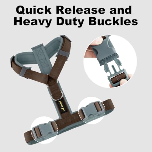 Plutus Pet No Pull Dog Harness, Adjustable Nylon Harness with Soft Padding, Reflective and Heavy Duty Dog Harness for Small, Medium, Large Dogs(Chocolate, M) - color: Chocolate, size: M