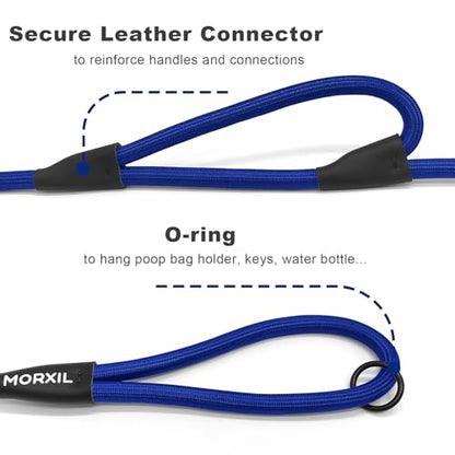 Rope Dog Leash with Two Handles, 6 Foot Heavy Duty Dog Leash with Aviation Aluminum Auto Locking Carabiner, Strong Nylon Pet Lead for Small, Medium, Large Dogs (Blue, 6FT-Two Handle) - color: Blue, size: 6 Foot Two Handle