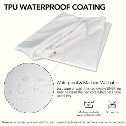 Waterproof Dog Bed Liner, Washable Replacement Cover Reusable Pet Pee Water Resistant Proof with Zipper, Liner Only 30x20 inch - size: 30x20x3 inch