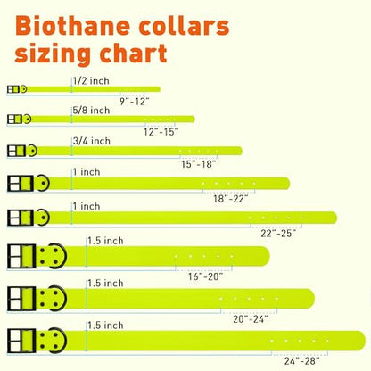 Dogline Biothane Waterproof Dog Collar Strong Coated Nylon Webbing with Black Hardware Odor- Proof for Easy Care Easy to Clean High Performance Fits Small Medium or Large Dogs, Safety Yellow