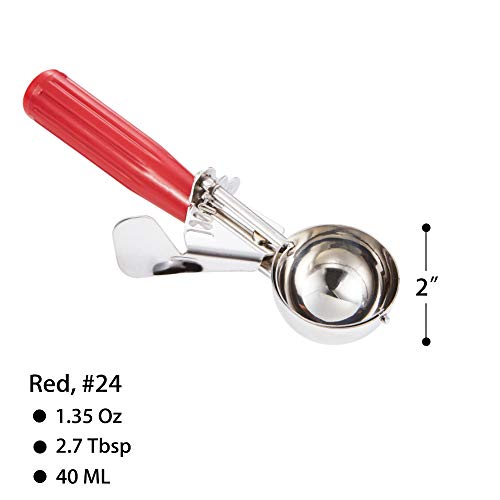 Saebye Cookie Scoop - #24 (1.35 oz) - Disher Scoops, Portion Scoop - Portion Control - 18/8 Stainless Steel, Red Handle - size: #24/ 1.35 oz