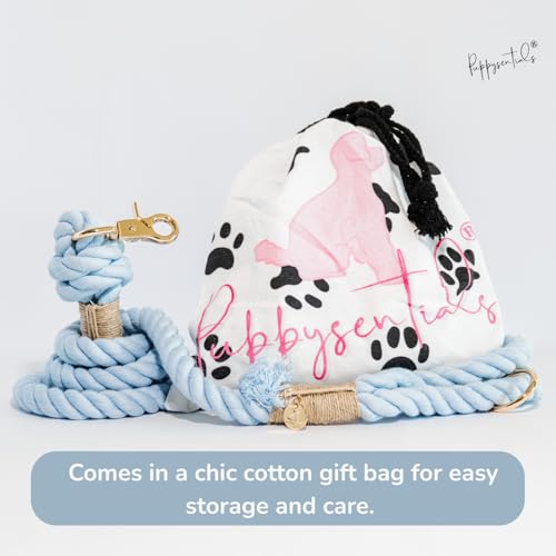 Braided Cotton Rope Dog Leash for Medium & Large Dogs – Enjoy Tangle-Free Walks with Soft Comfortable Grip & Reliable Control – Durable Design for Daily Walks, Training & Special Moments – Light Blue - color: Light Blue