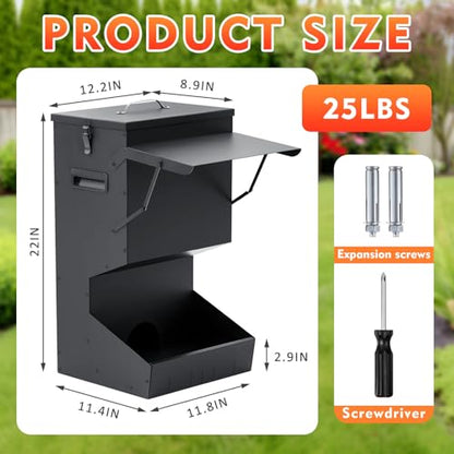 Willinglong 2 Pcs Automatic Dog Feeder with Lid 25 Lbs Capacity Outdoor Dog Feeder Hanging Self Feeding Pet Food Dispenser Pet Food Feeders for Large Dogs Large Breed - size: 25 Lbs Capacity