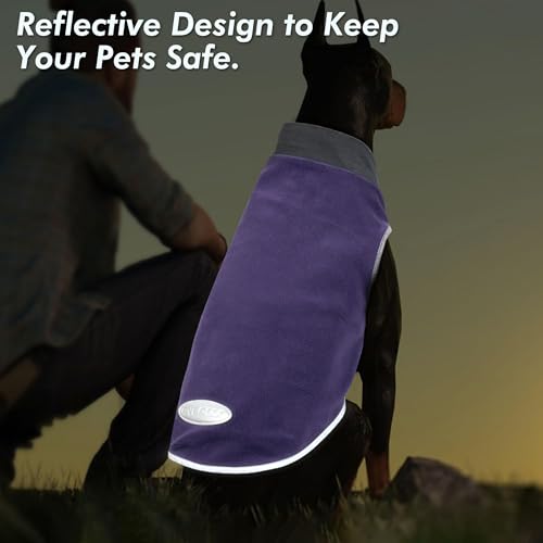 cyeollo 2 Pack Fleece Dog Sweater Pullover Dog Sweatshirt Reflective Lightweight Clothes for Small Dogs Girl Pet Apparel, Purple & Grey S - color: Purple & Grey, size: Small