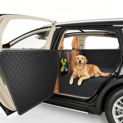 Dog Car Seat Cover for Back Seat,Waterproof Oxford cloth Hard Bottom Car Seat Cover for Dogs,Non-slip Backseat Dog Cover with Upgraded Door Protection Flap 52×25in,Dog Hammock for Car SUV Small Trucks - size: Medium