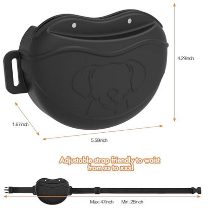 Dog Treat Pouch - Premium Silicone - Upgrade 4 Strong Magnets Enhanced Magnetic Closure, Adjustable Waist Belt - Ideal for Puppy Training and Outdoor Walks - Black - color: Black