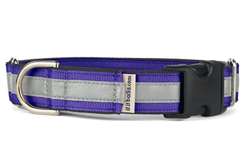 If It Barks 1" Reflective Martingale Collar with Quick Snap Buckle for Dogs, Adjustable, Made in USA,Medium, Purple - color: Purple, size: Medium w/Buckle