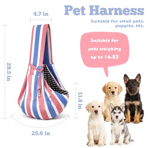 Small Pet Sling Carrier Breathable Texture with Pocket Pet Cross Body Shoulder Bag Dog Cat for Outdoor Travel(Color Stripe) - color: colourful