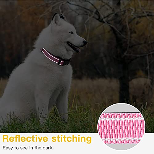 HEELE Dog Collar, Reflective Dog Collar, Soft Neoprene Padded Breathable Nylon Pet Collar Adjustable for Small Dogs Puppy, Pink, XS(7.87-11.81") - color: Pink, size: X-Small (7.87-11.81")