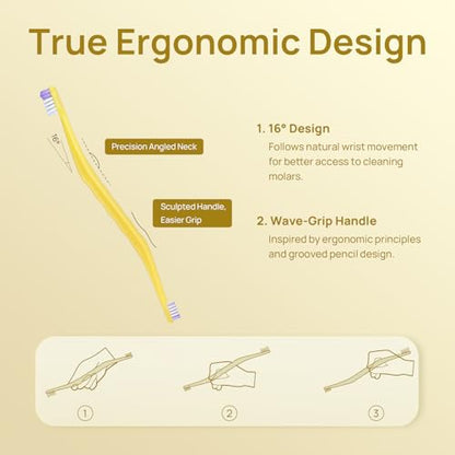 HICC PET Toothbrush for Dogs & Large Cats, Ergonomic Pet Toothbrush for Easy Teeth Cleaning,Gentle on Gums, Cat & Dog Dental Care – Toothpaste Not Included - color: Yellow for Dogs & Large Cats