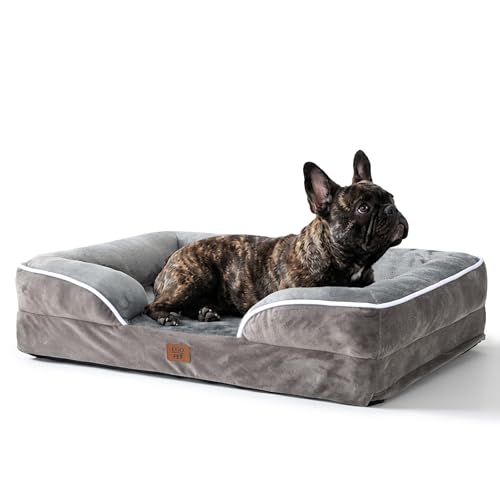 Orthopedic Dog Bed with Gel Memory Foam, Small Dog Couch Waterproof Pet Sofa with Removable Washable Cover, Non-Slip Bottom,Indoor & Road Trip, CertiPUR-US PetsBed, 30x20x6.5 Inch Grey. - color: Grey, size: 30"L x 20"W x 6.5"Th