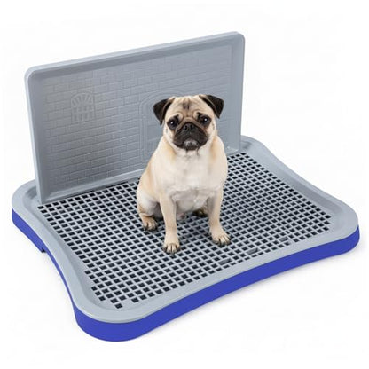 Dog Pee Pad Holder Dog Toilet, Indoor Potty Tray with High Walls Removable Mesh Pee Pad Holder for Puppy & Small Dogs Potty Training, Blue