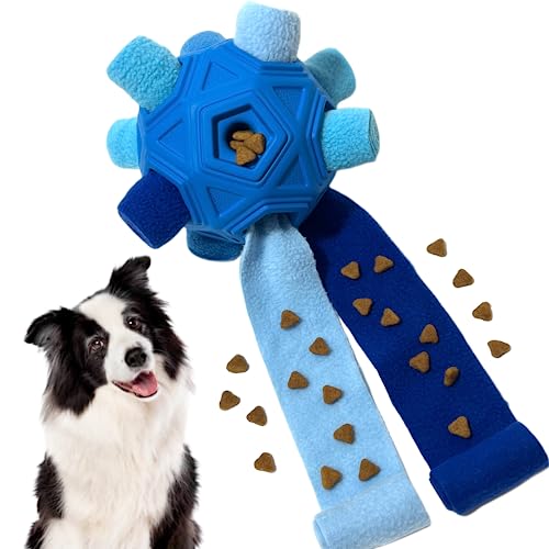 Snuffle Ball for Dog Toys Unbreakable Upgrade Ball Interactive Toy Foraging Snuffle Mat Puppy Treat Dispenser Slow Feeder Dog Puzzle Toys for Small, Medium, Large Pets (Blue) - color: Blue