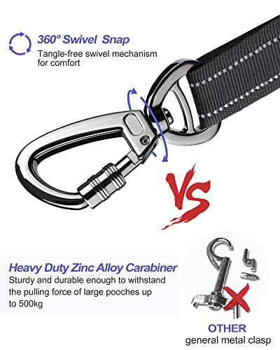 AUBELL Dog Seat Belt for Car,Updated 3-in-1 Adjustable Reflective Bungee Heavy Duty Dog Car Harness Tether with Clip Hook Latch & Buckle,Swivel Zinc Alloy Carabiner,Black - color: Black