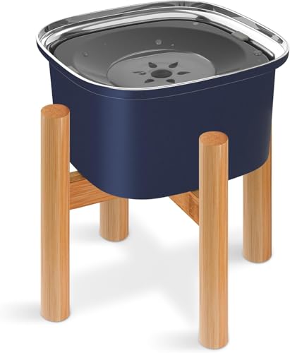 Decflow 3L Elevated Dog Water Bowl, Stainless Steel Raised Food Dispenser with Stand, Large Capacity No Spill Dog Water Bowl for Small, Medium and Large Dogs - color: Blue