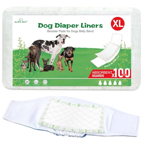 Dog Diaper Liners 100ct, Super Leak Proof and Absorption Disposable Dog Diaper Booster Pads for Female and Male Fit Most Reusable Pet Belly Bands, Wraps, and Period Diapers (X-Large，XL-100ct) - size: X-Large