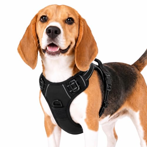 Funfox No Pull Dog Harness, Adjustable Pet Vest with Control Handle & Front Clip, Reflective Design for Small Medium Large XL Dogs, Black M - color: Black, size: M