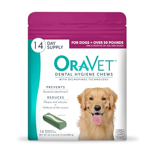 ORAVET Dental Chews for Dogs, Oral Care and Hygiene Chews (Large Dogs, Over 50 lbs.) Pink Pouch, 14 Count - size: 14 Count (Pack of 1)