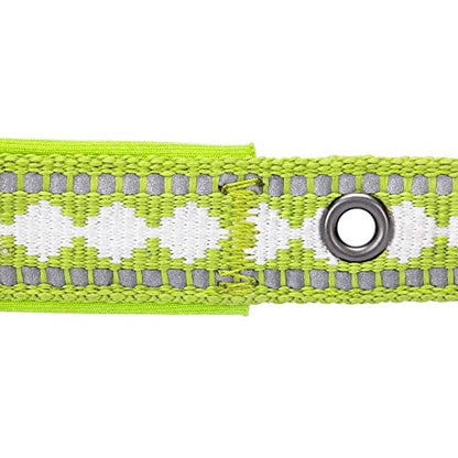 Blueberry Pet Reflective Jacquard Dog Collar with Neoprene Padding & Metal Buckle | Soft & Adjustable Safety Collar - Macaw Green, Neck 13-16.5", for Medium Breed - color: Metal Buckle-Macaw Green, size: Medium