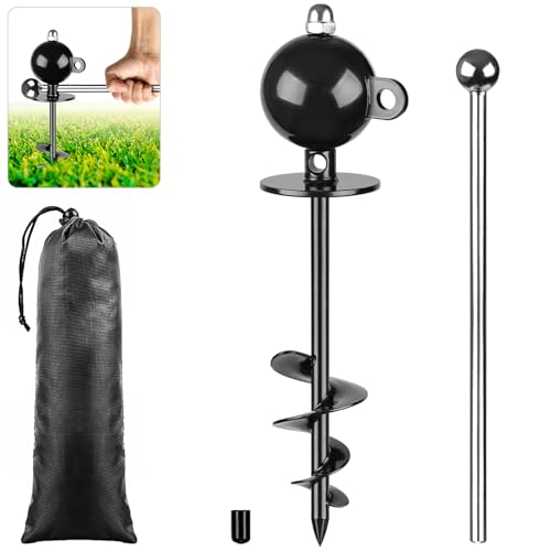 SELEWARE Dog Tie Out Stake Outdoor Anti-Rust Dog Anchor for Large Dogs up to 220 lbs, Free Rotation Dog Stake Dog Camping Gear Twist Rod Included - color: Black-A, size: L stake only