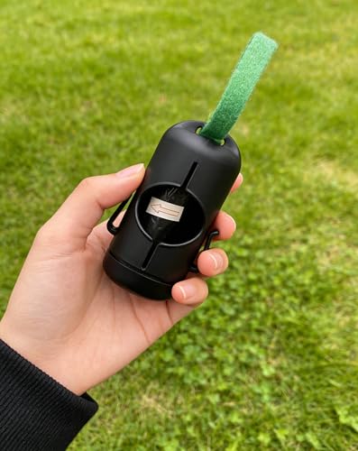 Cylindrical Dog Poop Bag Dispenser with Carrying Strap, Poop Bag Holder for Leash with Side Hooks, Pet Waste Management Solution with Biodegradable Bags (Black)