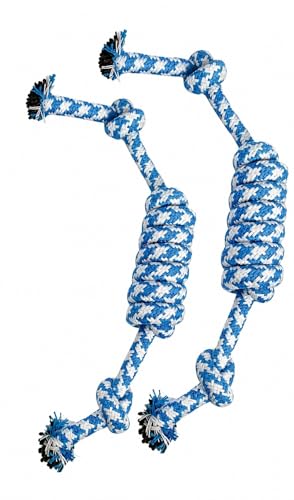 Durable Cotton Rope Dog Toy for Small Chewers, Tug of War Chew Toy with Knots, Teeth Cleaning Puppy Toy for Small -Extra Small Dogs, Bite Resistant Fetch Training Toy (Blue) - color: Blue
