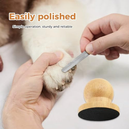 Dog Nail File Scratch Board Set, Round Wooden Paw Scratch Board, Includes 6 Replaceable Sandpaper Discs and Pet Claw File, Nail Care Grooming Tool for Dogs, Helps Smooth Claws