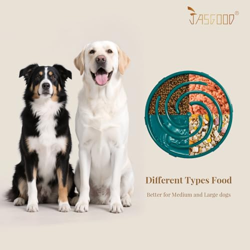 JASGOOD Slow Feeder Dogs Bowl for Large Medium Dogs,Anti-Gulping Pet Slower Food Feeding Bowls Stop Bloat,Preventing Choking - color: N-Dark Green
