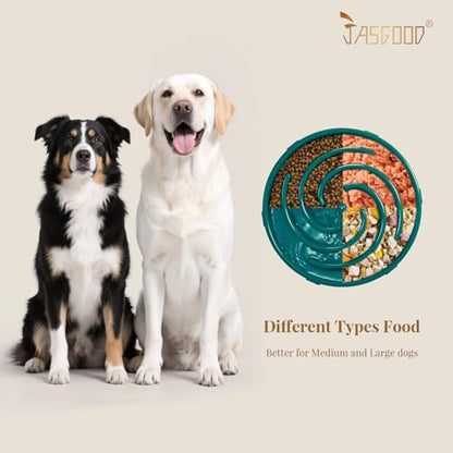JASGOOD Slow Feeder Dogs Bowl for Large Medium Dogs,Anti-Gulping Pet Slower Food Feeding Bowls Stop Bloat,Preventing Choking - color: N-Dark Green