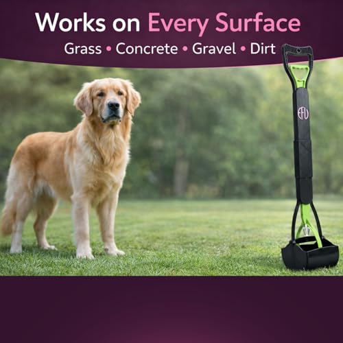 Dog Pooper Scooper for Yard – 32" Long Handle No-Bend Poop Picker with Waste Bags – Heavy Duty Foldable Scooper for Grass & Gravel | Keep Your Backyard Clean | Furfusion