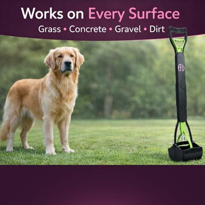 Dog Pooper Scooper for Yard – 32" Long Handle No-Bend Poop Picker with Waste Bags – Heavy Duty Foldable Scooper for Grass & Gravel | Keep Your Backyard Clean | Furfusion