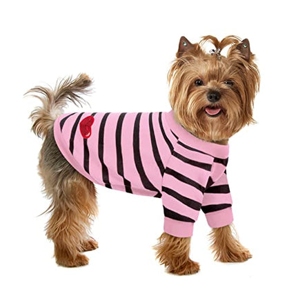 Pet Dog Striped T-Shirt Dogs Cats Cotton Vest Spring Summer Pet Apparel Tee Shirt Suitable for Small and Medium Large Pets French Bulldog Bichon - color: Light Pink, size: X-Small