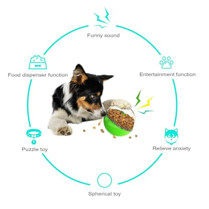 Dog Treat Ball, Dog Food Puzzle Slow Feeder Interactive Squeaky Mental Stimulation Toys, Dog& Cat Treat Dispenser Puzzle Toys Active Rolling Balls for Medium/Large Dog Breeds - color: Green