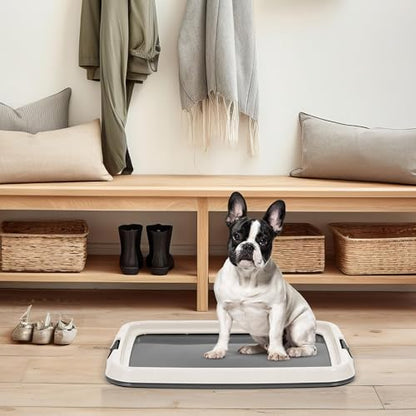 IRIS USA Pee Pad Holder for Dogs and Puppies, Potty Training Tray with Secured Latches, Non-Skid Feet, Leak Protection, Easy Clean Surface, Fits 17"x 23" Puppy Pads Size, Dark Gray - color: Dark Gray, size: 17" x 23"