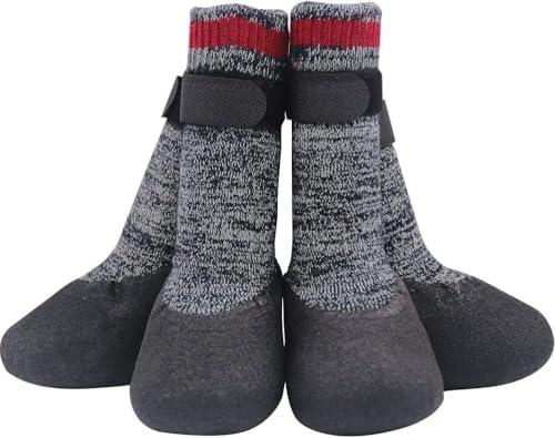 Mihachi Dog Socks Rubber Sole Paw Protectors with Straps Traction Control Anti-Slip Waterproof Boots Winter Paw Protectors - size: X-Large