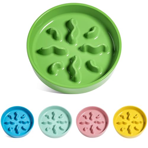 Ceramic Slow Feeder Dog Bowls Small Breed, 0.5 Cups Dog Food Dish for Fast Eaters, Puzzle Bowl for Small Dogs and Cats, 5.5 Inch-Green - color: Green