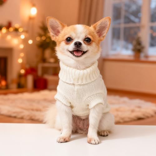 Chihuahua Clothes Dog Sweaters for Small Dogs Girl Fall Cute Winter Warm XXS Dog Clothes Thick Pet Puppy Outfit Extra Small Dog Sweater (XX-Small) - color: White, size: XX-Small