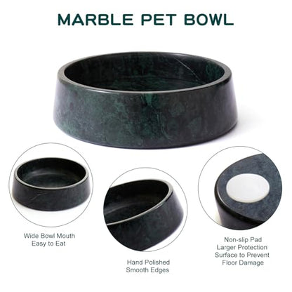 SAMAH Green Marble Dog Bowl, Non-Slip Dog Food Water Bowl, Large Weighted Stone Dish, Natural Marble Heavy Pet Bowl, Easy to Clean, Gifts for Cat Lovers, Perfect Cat Dog Gifts, Holds 6 Cups(6 lbs) - color: Green, size: L