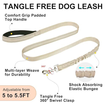 BEAUTYZOO Dog Harness No Pull, Quick Fit Dog Harness and Leash Set, Escape Proof Vest Harness with Soft Handle, Reflective Breathable Mesh Padding Harness for Medium Size Dog Training Walking, Beige M - color: Beige, size: M: Chest 21"-26.7"