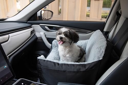 Best Pet Supplies Elevated Dog Car Seat for Small Dogs, Booster Seat with Safety Tether & Storage, Washable Travel Pet Seat for Front or Back Seat, Up to 25 lbs - Black - 21 x 20 x 14 - color: Booster (Black)
