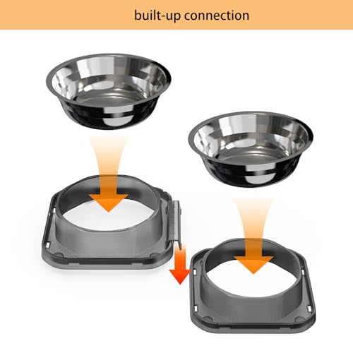 2PCS Stainless Steel Dog Food and Water Bowls Set, Freely Combinable Feeding Set for Dogs Cats, Spill Proof Neater Dog Bowls, Non-Slip Pet Feeder Bowl Dogs Water Bowl for Puppy Breed - size: 2-Pack