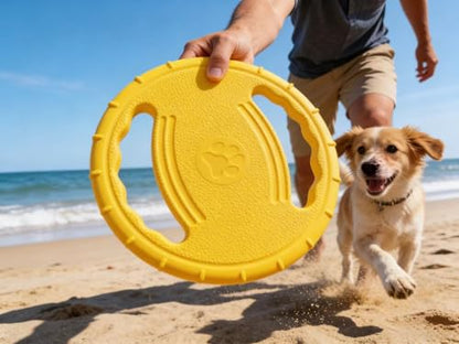 Soft Dog Flying Discs Beach Accessories, Float Outdoor Puppy Flyer Pull Loop Tug Disk Water Swimming Pool Lawn Yard Animal Activity Training Sports Gift- Upgrade Dog Fun Game Toys
