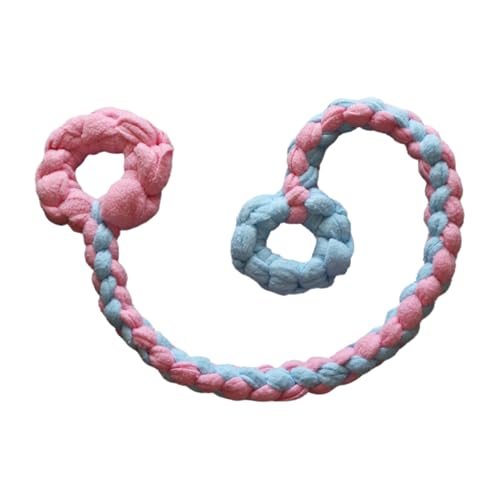 Baba&Nana Braided Fleece Dog Tug Toy, Assorted Colors Dog Rope Toy with Ball, Interactive Tug of War Dog Toy for Large & Medium & Agility Dogs (Pink/Blue-Donut Style) - color: Pink/Blue-Donut