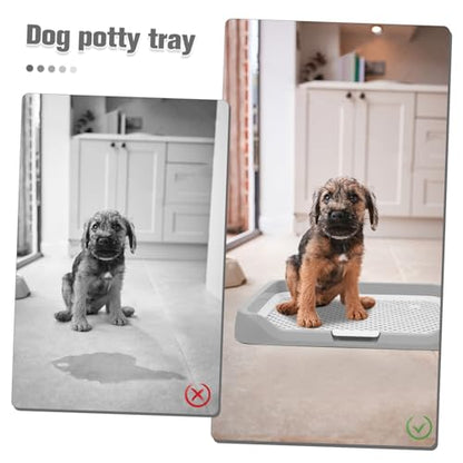Yardwe Indoor Dog Potty Tray with Splashproof Design Removable Mesh Pee Holder for Small and Large Dogs Easy to Pet Bedpan for Potty Training and Urine Disposal