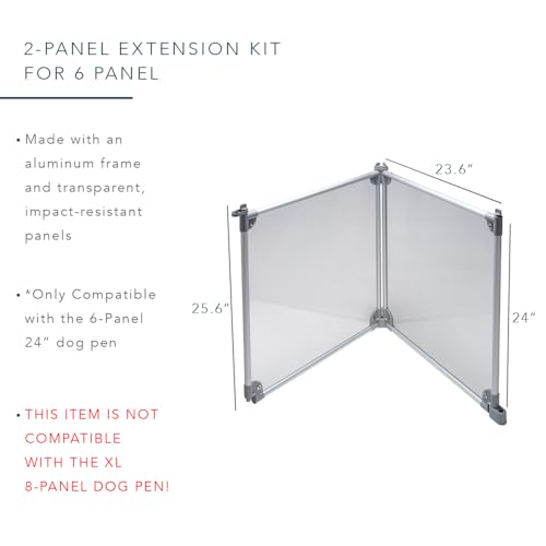 Front Row Foldable Dog Playpen – Durable and Portable Puppy Playpen for Exercise, Rest & Play – Clear Fence Panels with Aluminum Rods and Crate for Dogs and Other Small Pets (Silver, 2-Panel) - color: Silver