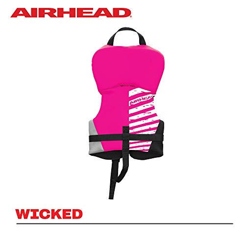 Airhead Wicked Kwik-Dry NeoLite Flex Life Jacket for Kids - USCG Approved Life Vest for Youth, Child & Infant, Watersports Vest for Boating, Tubing & Swimming, Hot Pink - size: Infant (Under 30 Lbs)